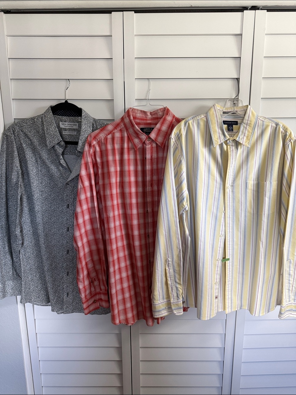 Lot of 3 Men's long sleeve shirts-Land’s End, Nick Graham and Boca Classics EUC